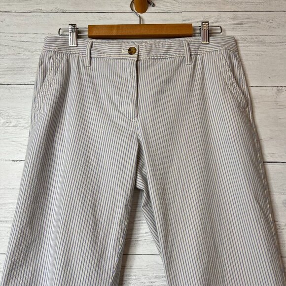 Talbots Pants Womens SZ 8 Relaxed Chino Blue & Beige Pinstripes Coastal Grandma - Picture 7 of 15